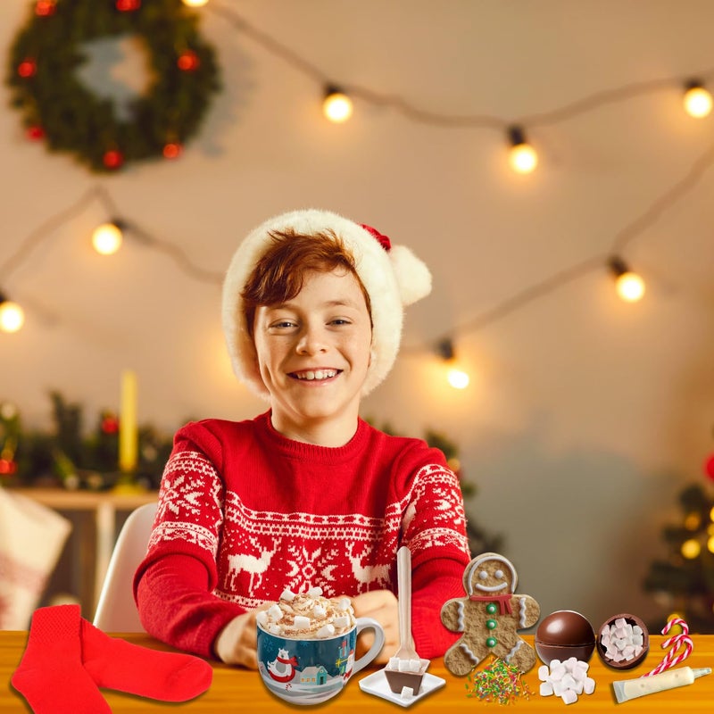 Hot Chocolate Gift Sets - Hot Chocolate Kit Gifts For Kids, Marshmallows, Mug, Socks, Sprinkles,Hot Cocoa Mix Kids Gifts - Image 3